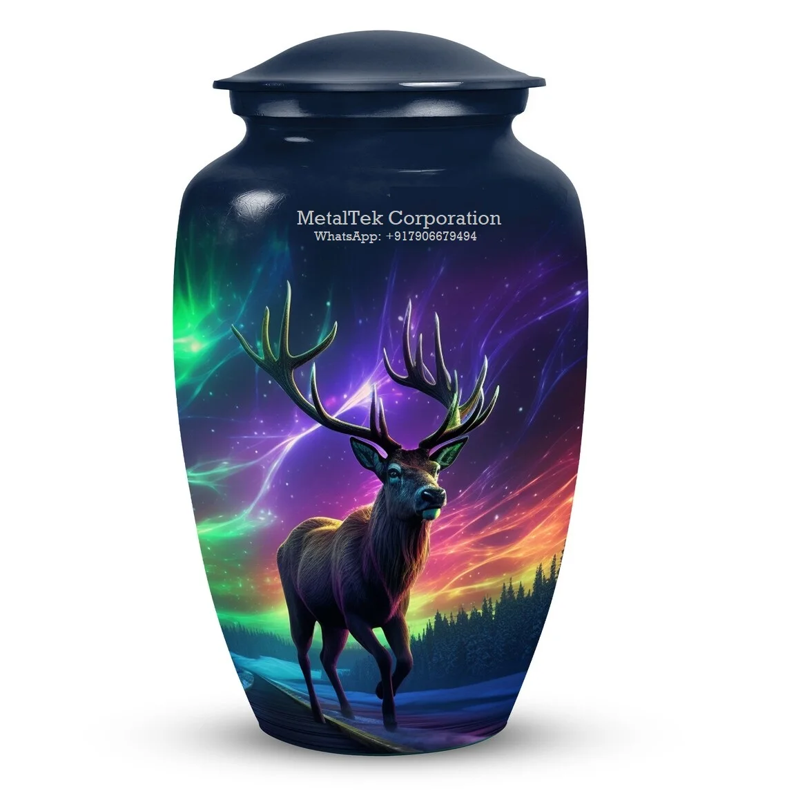 Colourful Northern Lights Deer Cremation Urn & Keepsake For Adult Ashes Funeral Ceremony Memorial Ashes Storage Container Jars