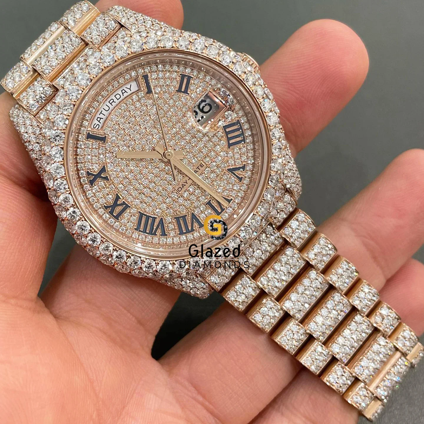 The Hip Hop Moissanite Watch On Your Wrist Display Stunning Luxury With Stainless Steel And Iced Out With Round Cut Diamonds