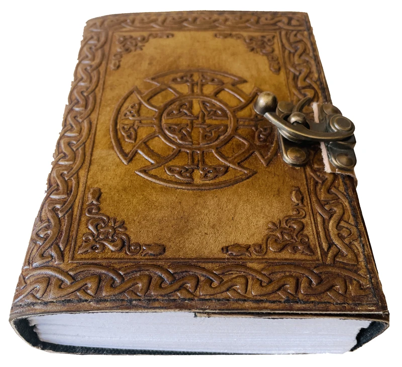 Handmade Embossed Leather Journal Celtic Knot Leather Journal Vintage Color Design Notebook & Sketchbook Diary cover