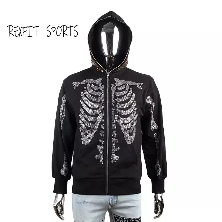 New Custom Logo Embroidered Wholesale Promotional Manufacturer Fleece Satin Lines Full Face Zip Up Hoodie