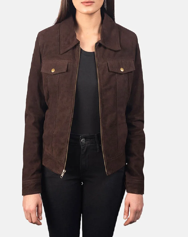 Real Leather Sheepskin Aniline Zipper Cityscape Black Women Biker Jacket with Quilted Viscose Lining and Inside Outside Pockets