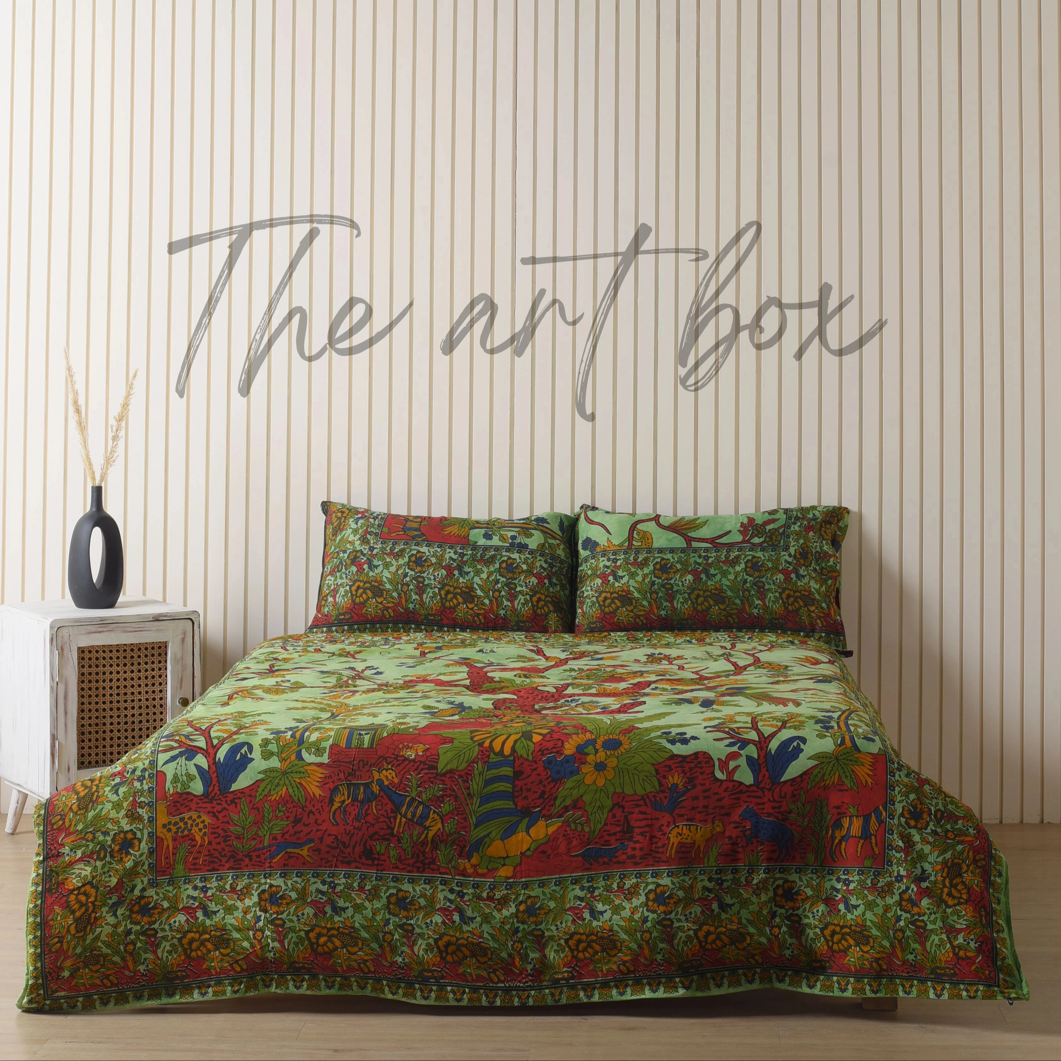 Tree Of Life Mandala Cotton Bedsheet Set With Two Pillow Cover Bedspread Bedding Set Multiple Color Bed Coverlet Mattress