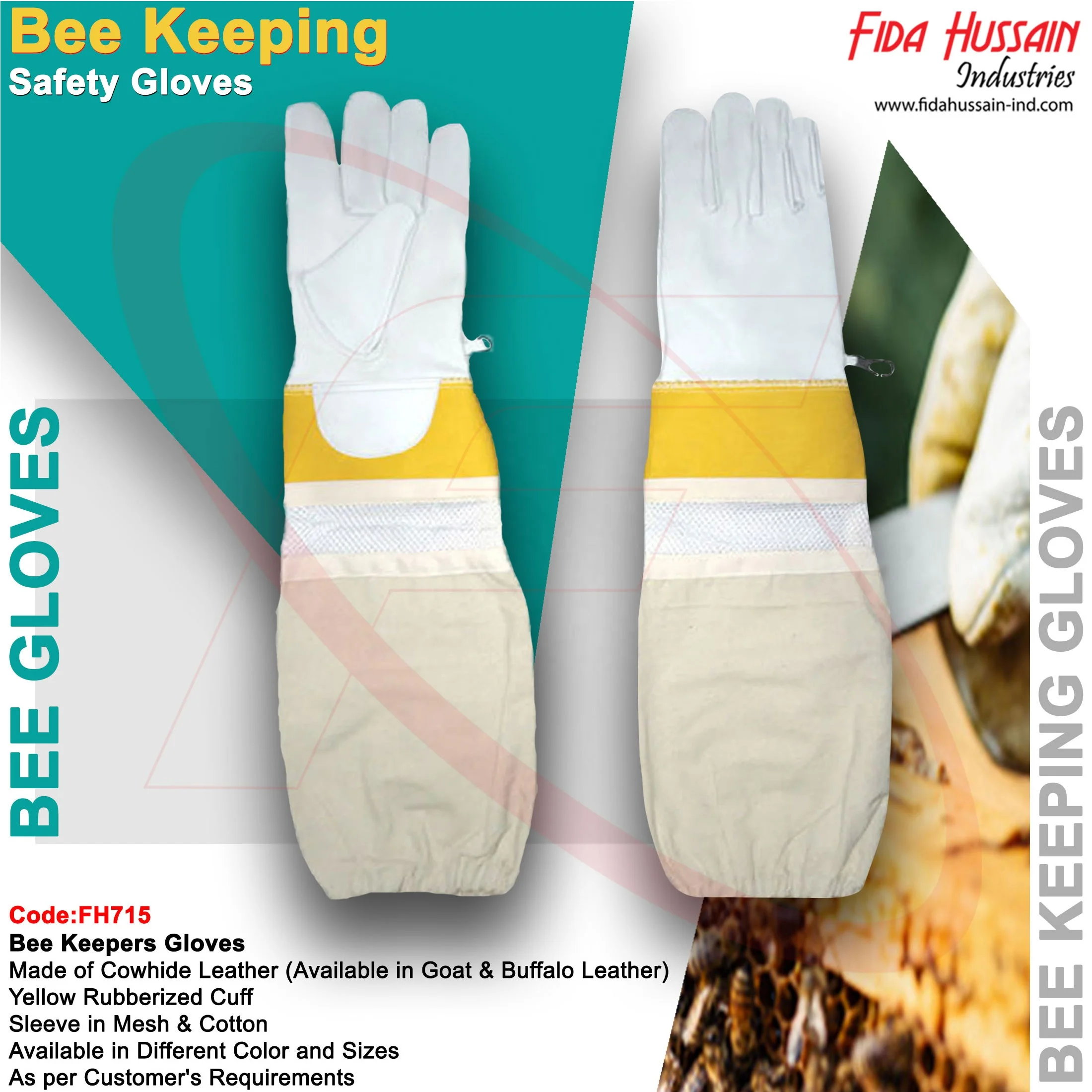 Hot Selling Wholesale Beekeeping Gloves 2024 Top Quality Premium Cowhide Leather Protective Gloves Leather gloves from Pakistan
