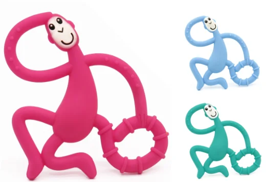 BPA Free Food Grade Silicone Baby Monkey Teether Animals Shape Silicone Teethers Reusable Infant Teeth Toys