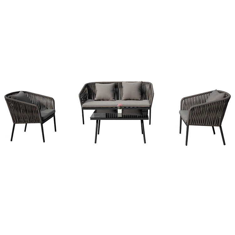 Morden Patio Villa Rope Sofa Set Outdoor Aluminum All Weather Garden Furniture