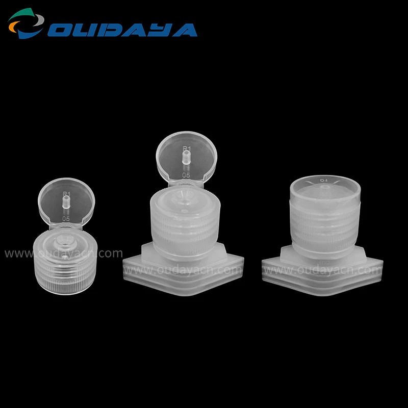 16mm plastic spout top cap with flip top cap for hand sanitizer spout pouch liquid packaging