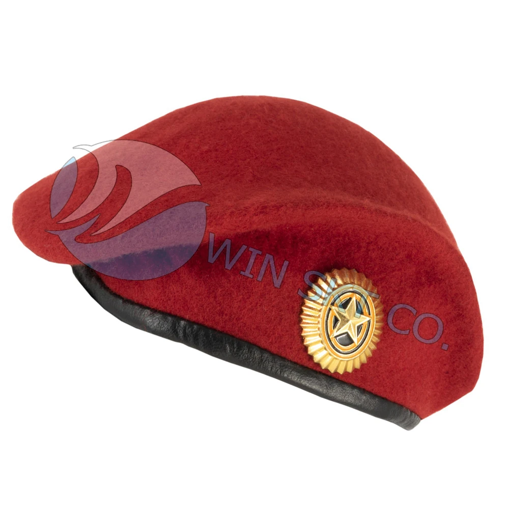 2022 Navy Blue Beret With Insignia Black Mariners Beret With top quality 100% Wool Hats And Caps