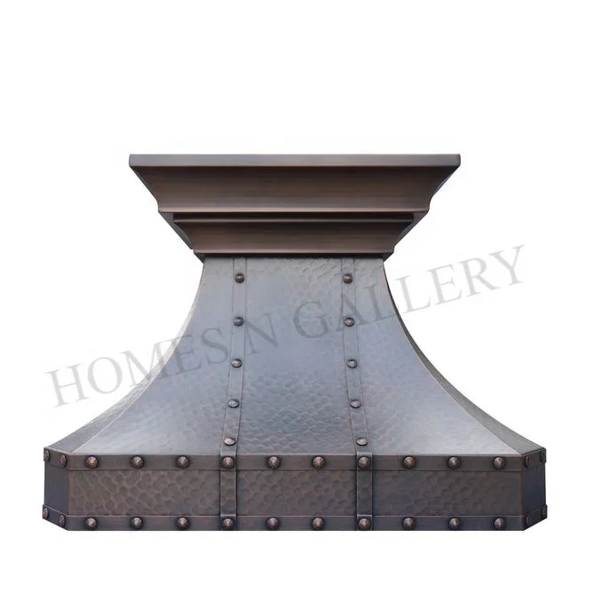 Kitchen Hammered wall mounted range hoods With Strip And Rivet Fire Place Range Hood Chimney Canopy manufactures for bulk Prices
