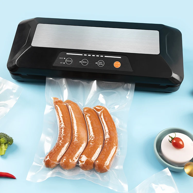 Automatic Vacuum Sealer Machine with Roll Holder Vacuum Sealer Bags for Dry Moist and Jar Food Preservation LED Indicator Lights