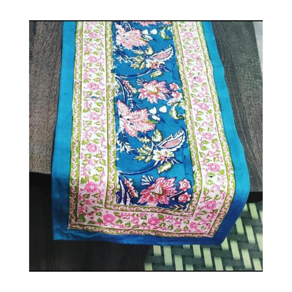 Hand Block Printed Organic Cotton Indian Style Table Runner