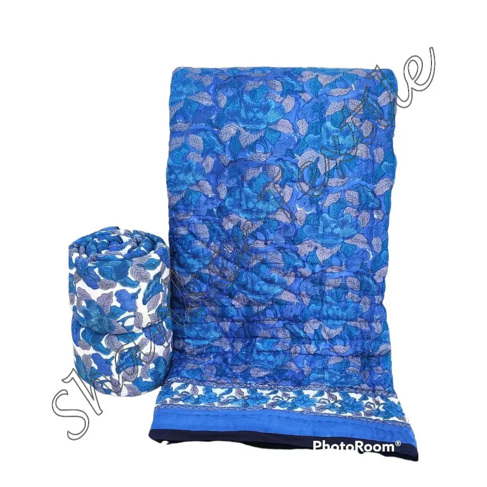 Latest Bedspread Blanket Indian Cotton Floral Print Jaipuri Decor Rajai Queen Coverlet Ethnic Indian Bed Spread Home Decor Throw