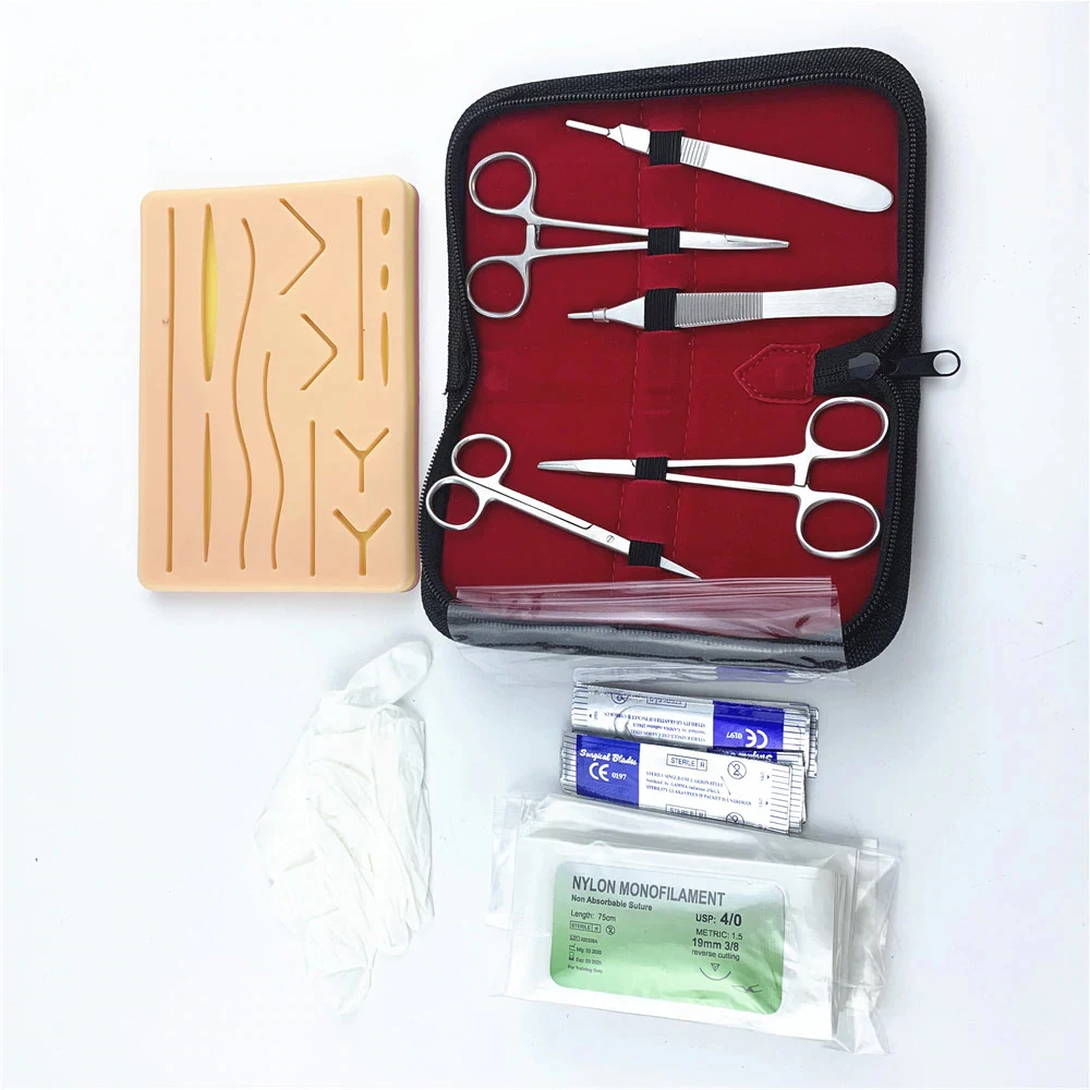 Training Kit German Steel Leather Zipper Case Medical Surgical Dissecting Medical Students Surgical Suture Practice Kit