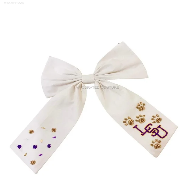 Seed beaded headbands beaded bows Customized Team Name beaded Hair Bows Stylish handmade Hair Accessories seed beaded bows