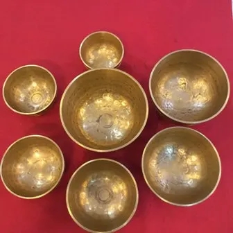 Antique Bronze Chakara Singing Bowl Set Metal Craft Custom Casting Engraving Souvenir Buddhism-Themed Logo Great Gift Idea