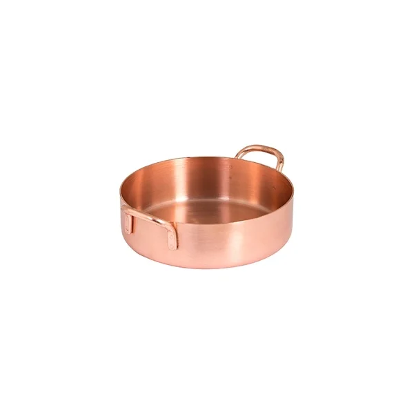 Copper Plated Stainless Steel Metal Mini Serving Fry Pan with Wire Handles
