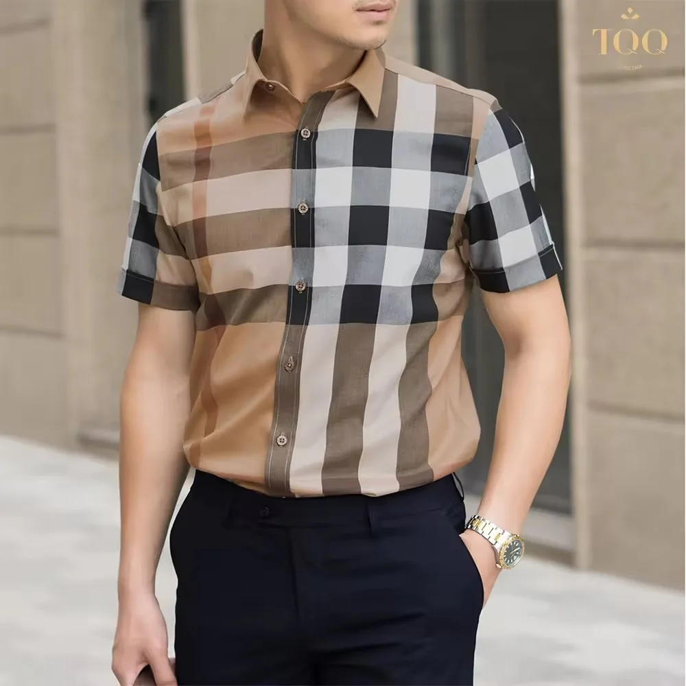 Мужская хлопковая рубашка с длинным рукавом