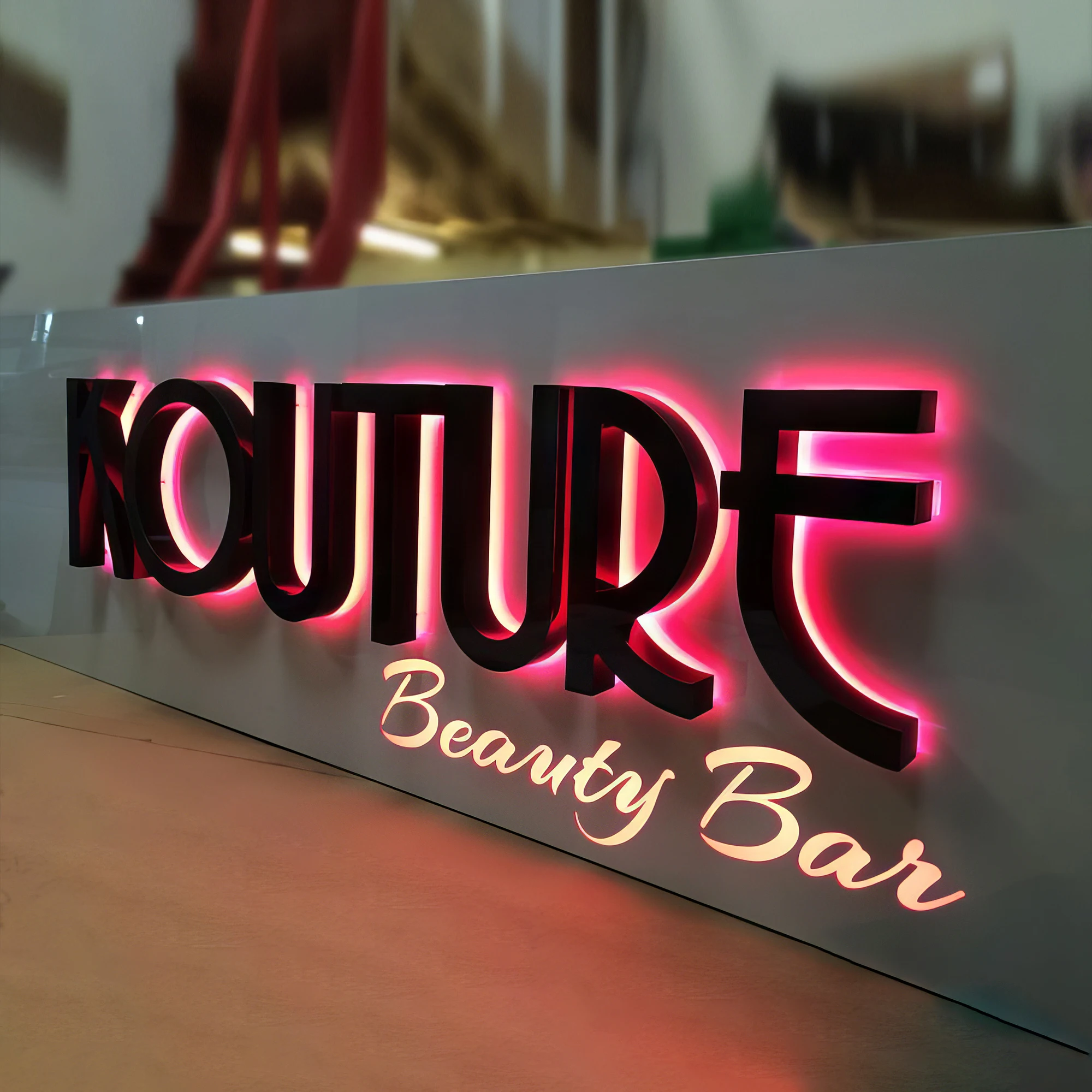 Metal Backlit Business Sign, 3D Reception Spa Decor, Custom Outdoor Sign, Electronic LED Beauty Salon Sign, Illuminated Logo