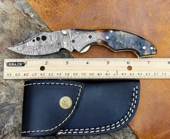 Высококачественный тактический складной нож для выживания на открытом воздухе с ручкой из бычьего рога охоты и кемпинга оптовая продажа стального лезвия