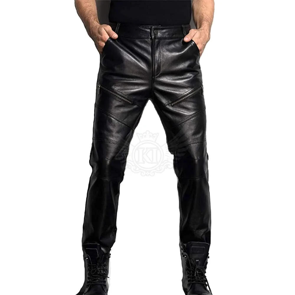 New Style High Quality Slim Fit Straight Leg Men Leather Pants Wholesale Price For Men Leather Pants