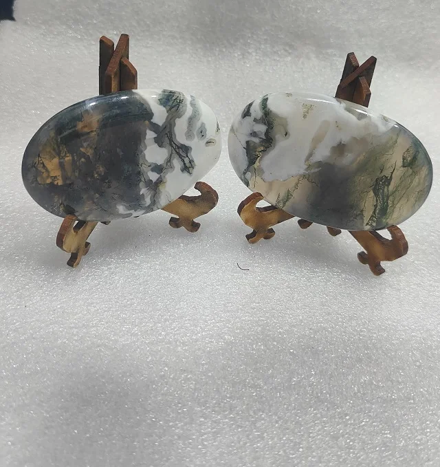 SOHA AGATE Natural Crystal Moss Agate Flat Palms stones Crystals Stones Moss Agate Palm Healing Crystal Palm Stone For Sale