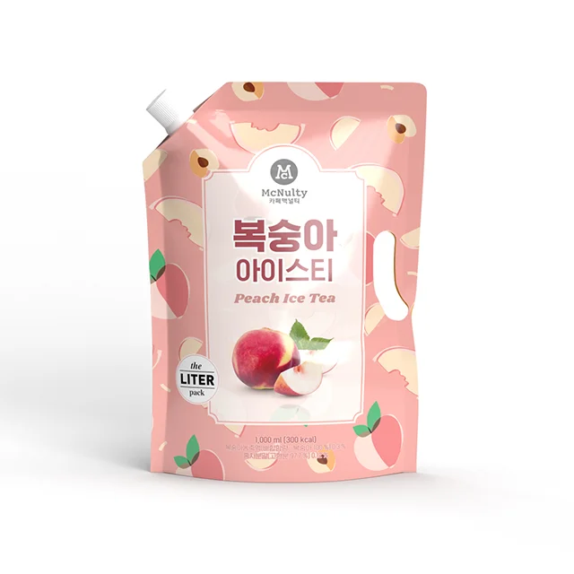 Korea Mcnulty Premium Peach Flavor Instant Liquid Bulk Pouch Iced Tea Peach Ice Tea 1,000ml *1 Pouch
