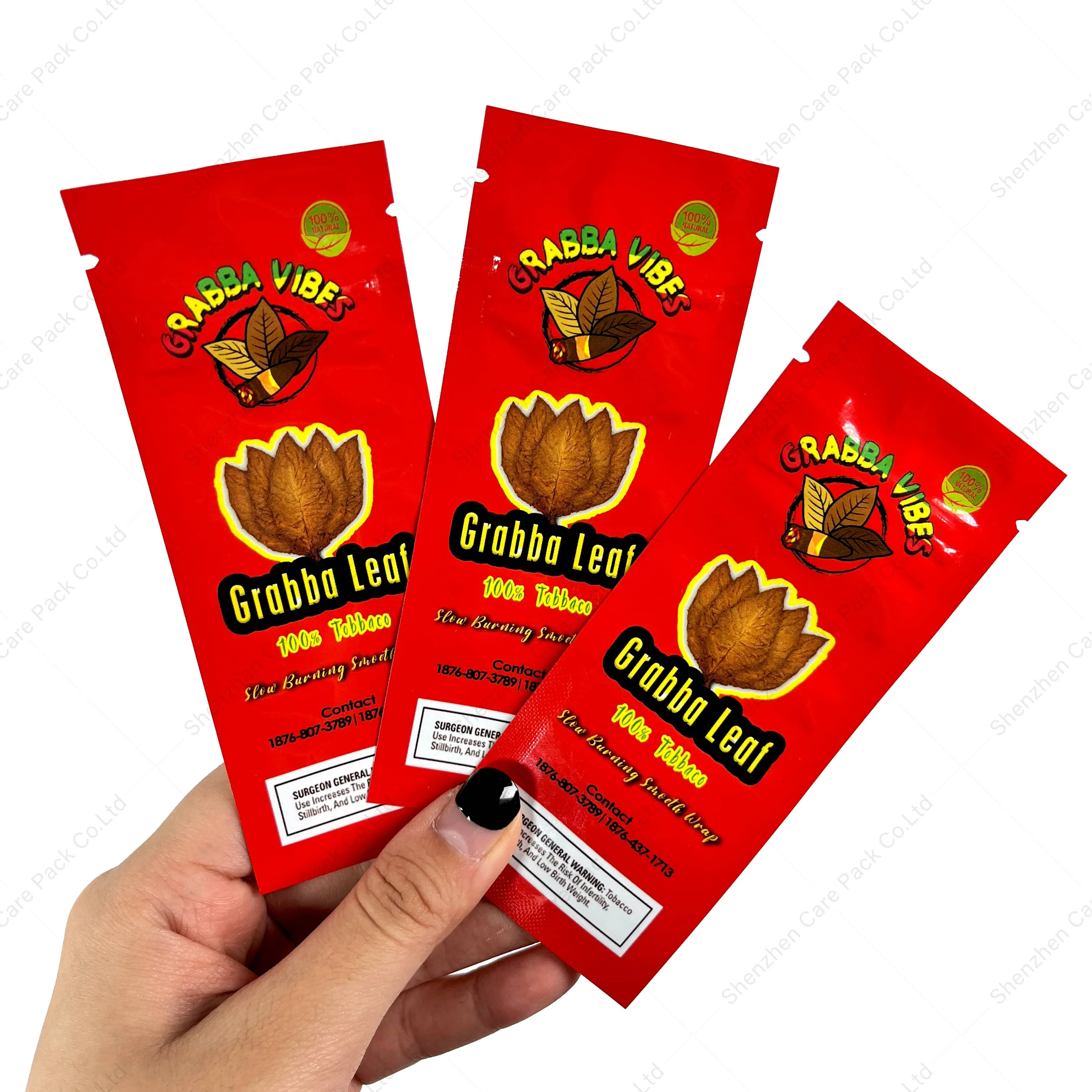 Customized Printed Empty Resealable Plastic 25g 50g Rolling Smoking Moistureproof Resealable Pipe Rolling Tobacco Packaging Bag