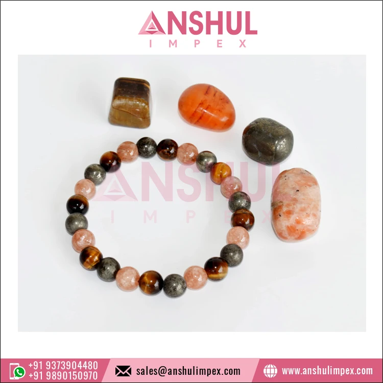 Exclusive Range of LEO Zodiac Crystals Kit Meditation Gift Birthstone Tumbled Stones Zodiac Stone Card Round Beads Bracelet Kit