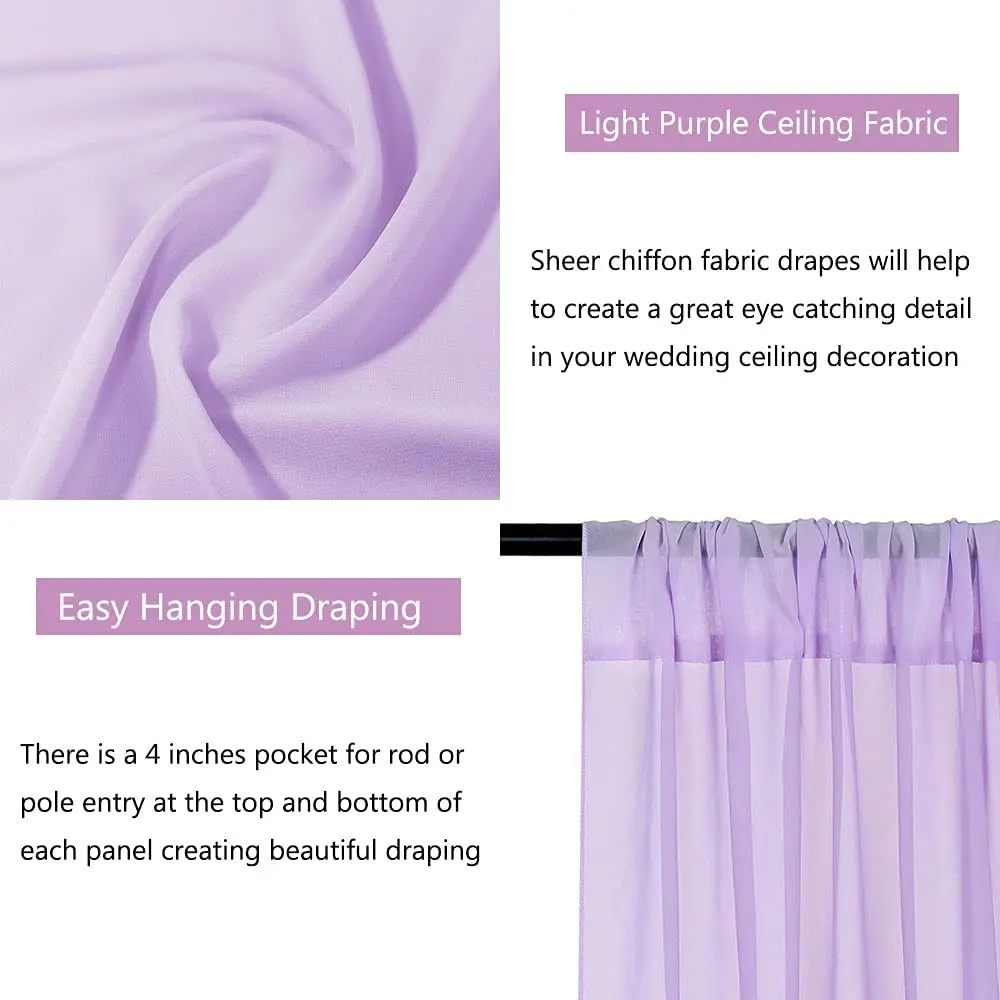 Chiffon Ceiling Drapes Wedding Decorations 6 Panels 5ftx10ft Romantic Wedding Arch Sheer Swag Drapes