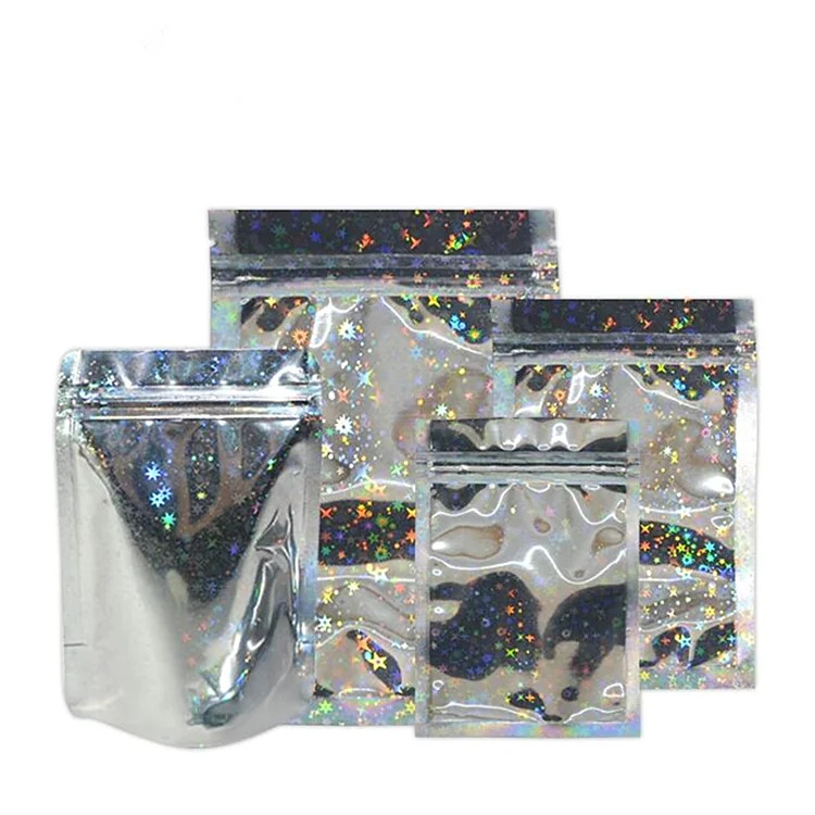 Resealable Packaging Pouch Gummie Snack Edibles Package Smell Proof Hologram Iridescent Doypack