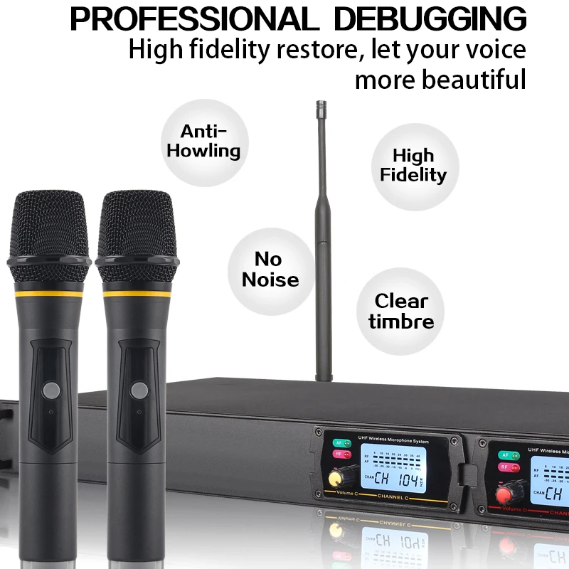 Wireless microphone one for two microphones school square stage dedicated outdoor performance long-distance anti-whistling