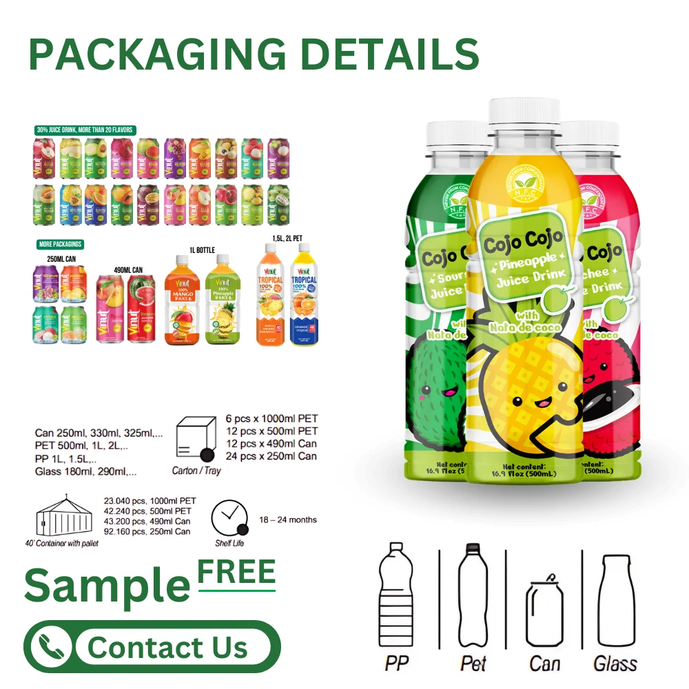500ml Cojo Mangosteen Juice Drink with Nata De Coco Wholesale Beverage From Vietnam Private Label OEM