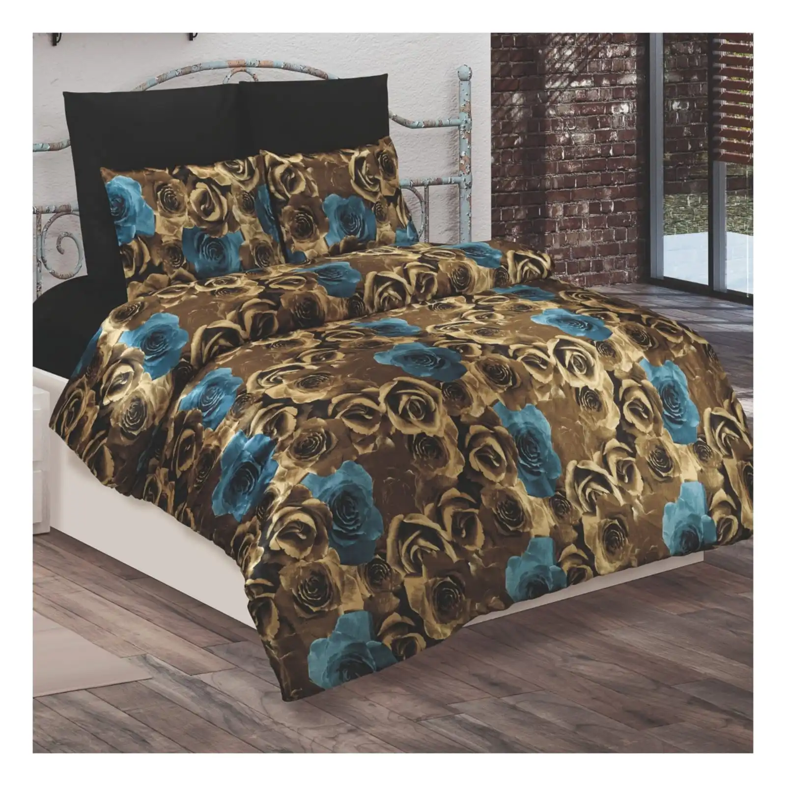 Bed Linen 120 GSM Bed Sheet Economical 3D Printed Bedding Double Duvet Cover Set Best Rose and Cheetah Series from Turkey