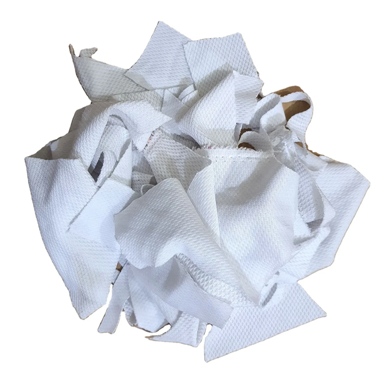 POLYESTER WHITE KNIT FABRICS RAGS CLEAN LINT FREE FABRICS CUTTING WASTE FROM GARMENT FACTORY FROM BANGLADESH