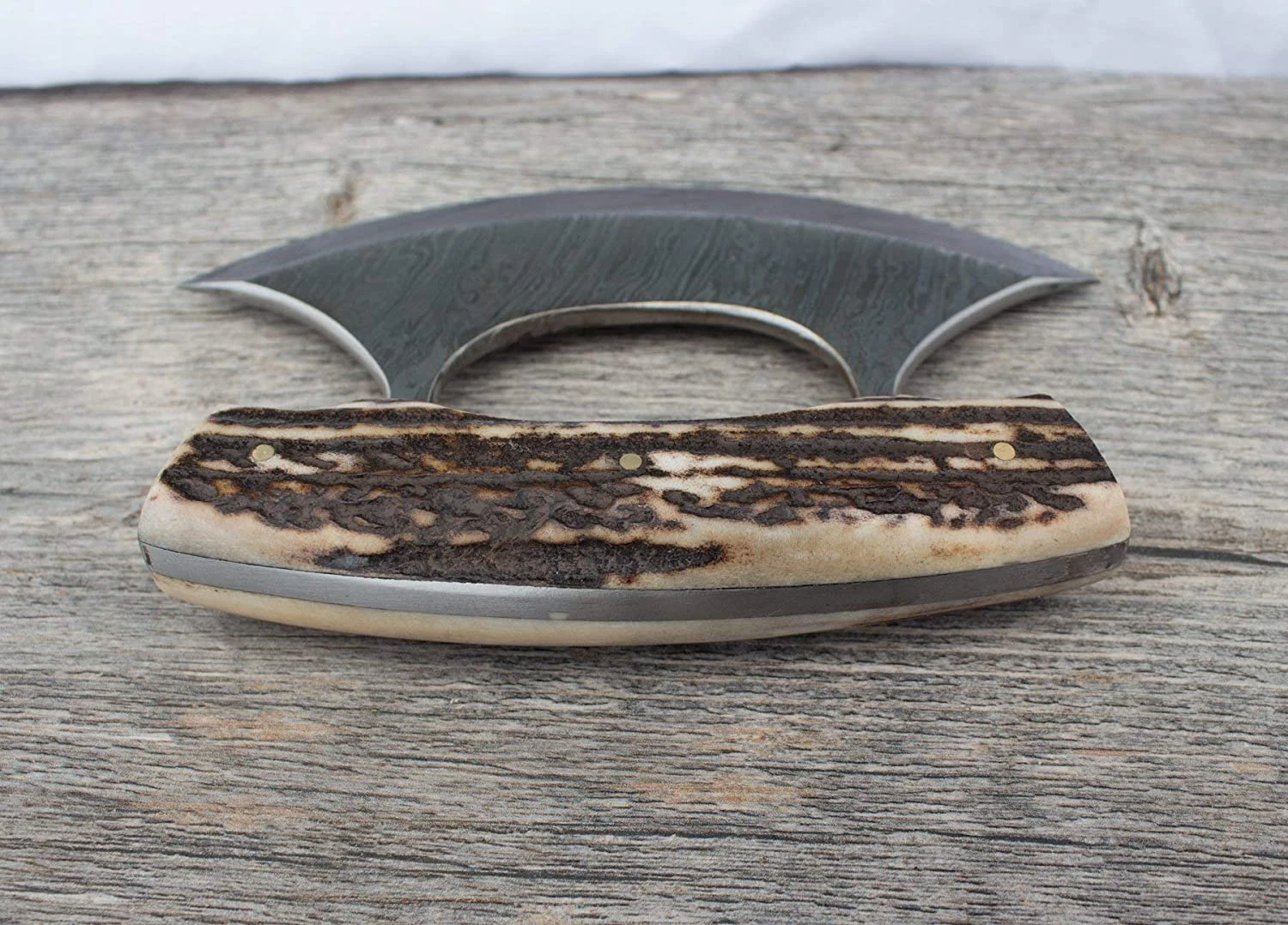 Wood Handle Curved Knife plus Chopping Board with Bowl easy to use Rocker Tool for chopped salads Ulu Knife Set with custom logo