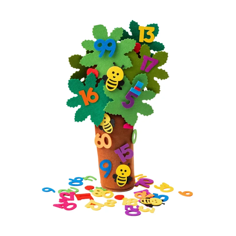Felt Number Tree Early Education Freestanding Apple Tree Bees Game Fun Maths Learning Flannel Hands-On Skill Toy Set for Toddler