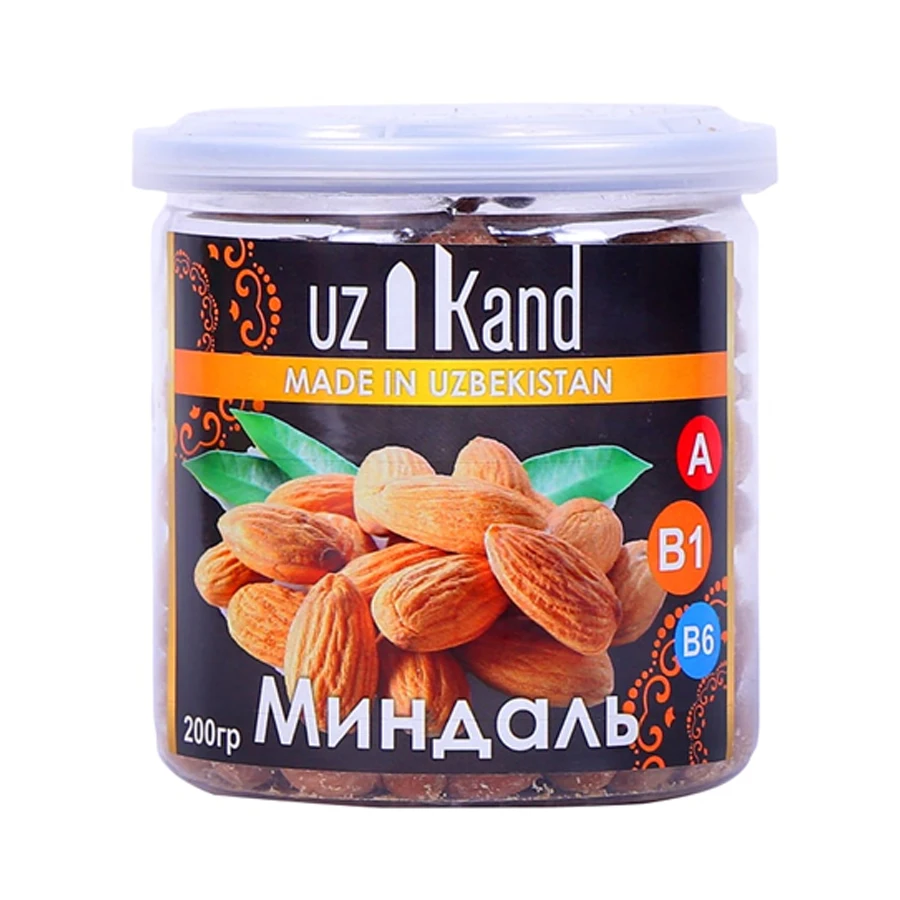Non-GMO natural quality 200 g nuts and fruits from Uzbekistan clean selected almond kernels in jar for food