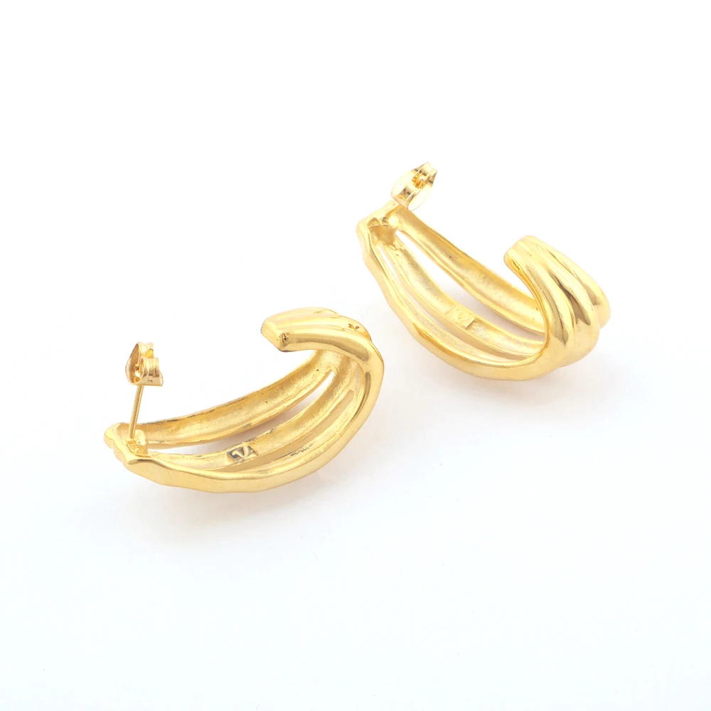 Роскошные женские серьги-кольца с тройным проводом золотого цвета модные легкие однотонные металлические серьги жемчугом для девочек