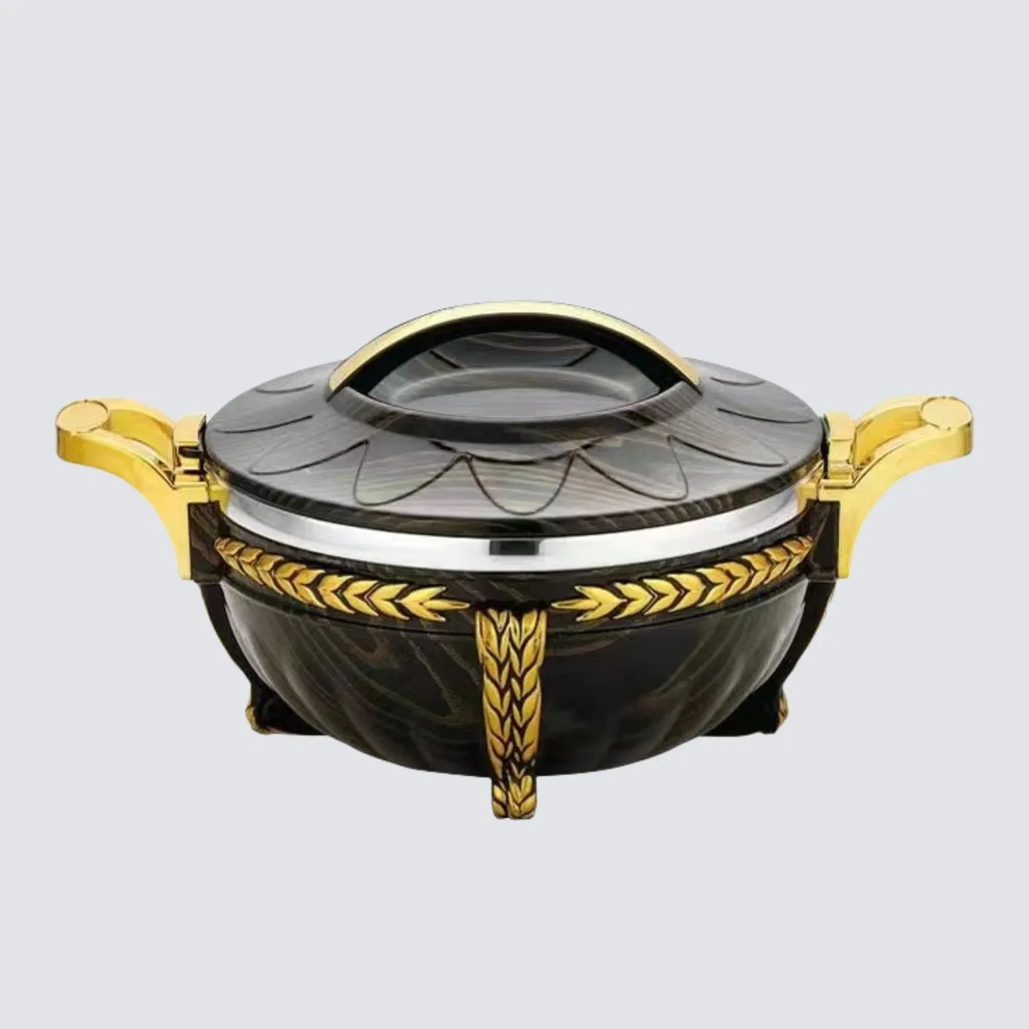 Dinnerware Table Decor Food Serving Pot Round Food Warmer Casserole Stainless Steel Casserole Dish Warmer logo accept, western