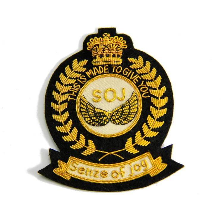 bullion blazer badge British military badges military supplier ROYAL NAVY CAP BADGE WITH KINGS CROWN/Hand embroidery custom cap