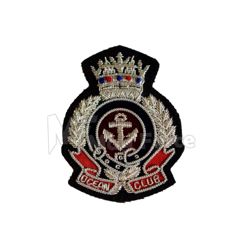 Wholesale Bullion Wire Hand Embroidery Fashion Pin Patches High Quality Bullion Badges Patches