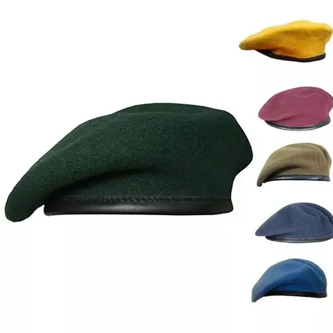 Customised Embroidered Logo Combat Beret Cap Wool and Leather Tactical Berets for Men Plain Knitted Printed Beret Hat