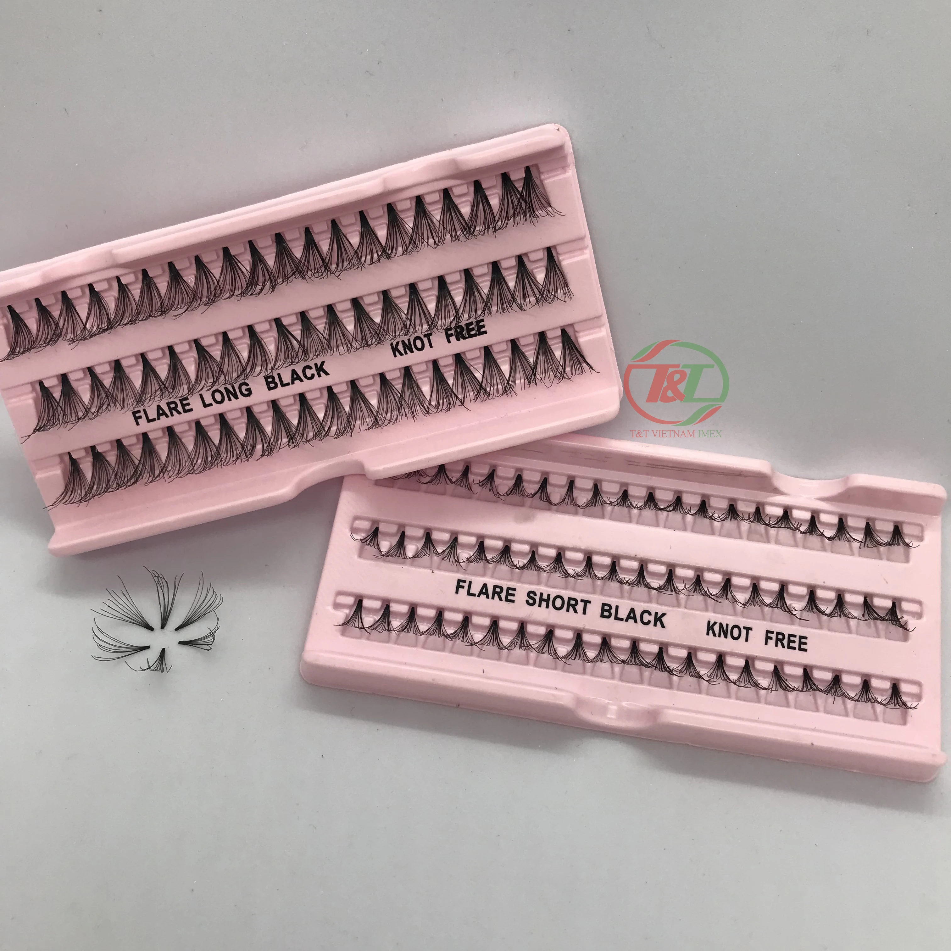 Wholesale good price Vietnam flare eyelash knot free mink silk individual false lashes cluster eyelash