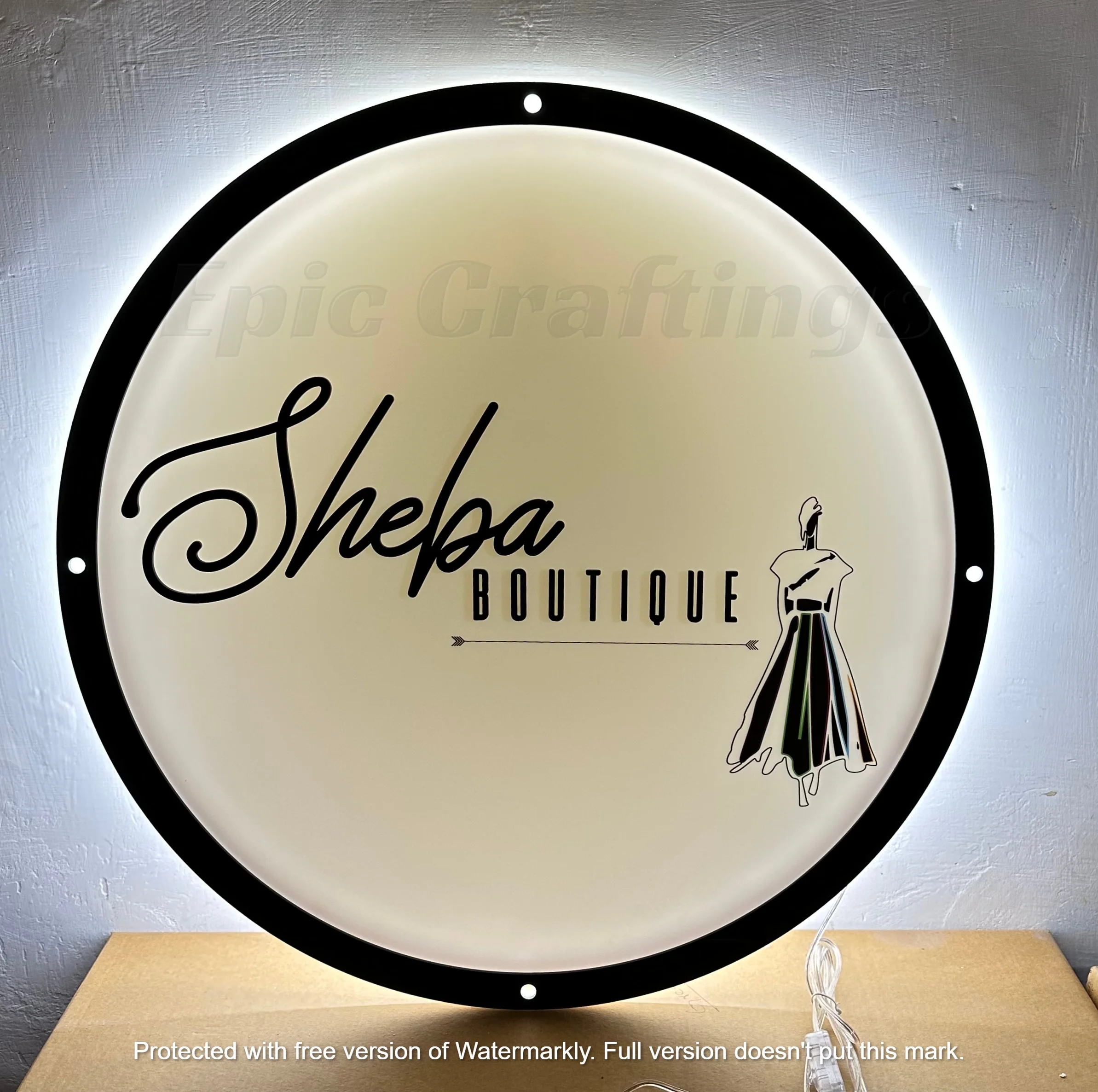 Custom Boutique UV Printed Acrylic Backlit Signs for Businesses, Home, Offices and Out door Circle  Acrylic Backlit Signs