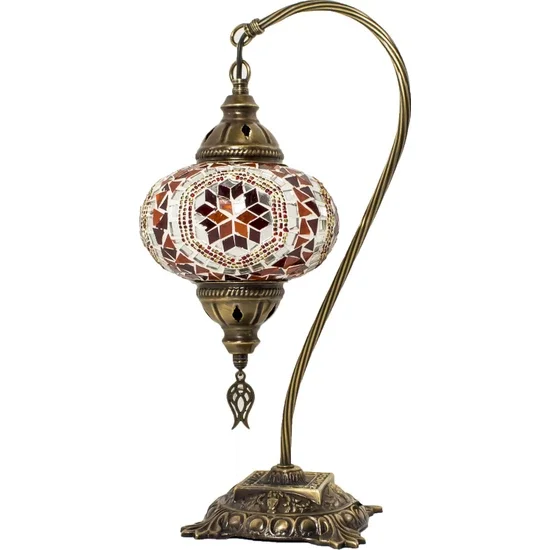 Handmade Turkish Ottoman Mosaic Desk Lamp with Tiffany Stained Glass LED Light for Bedroom Use