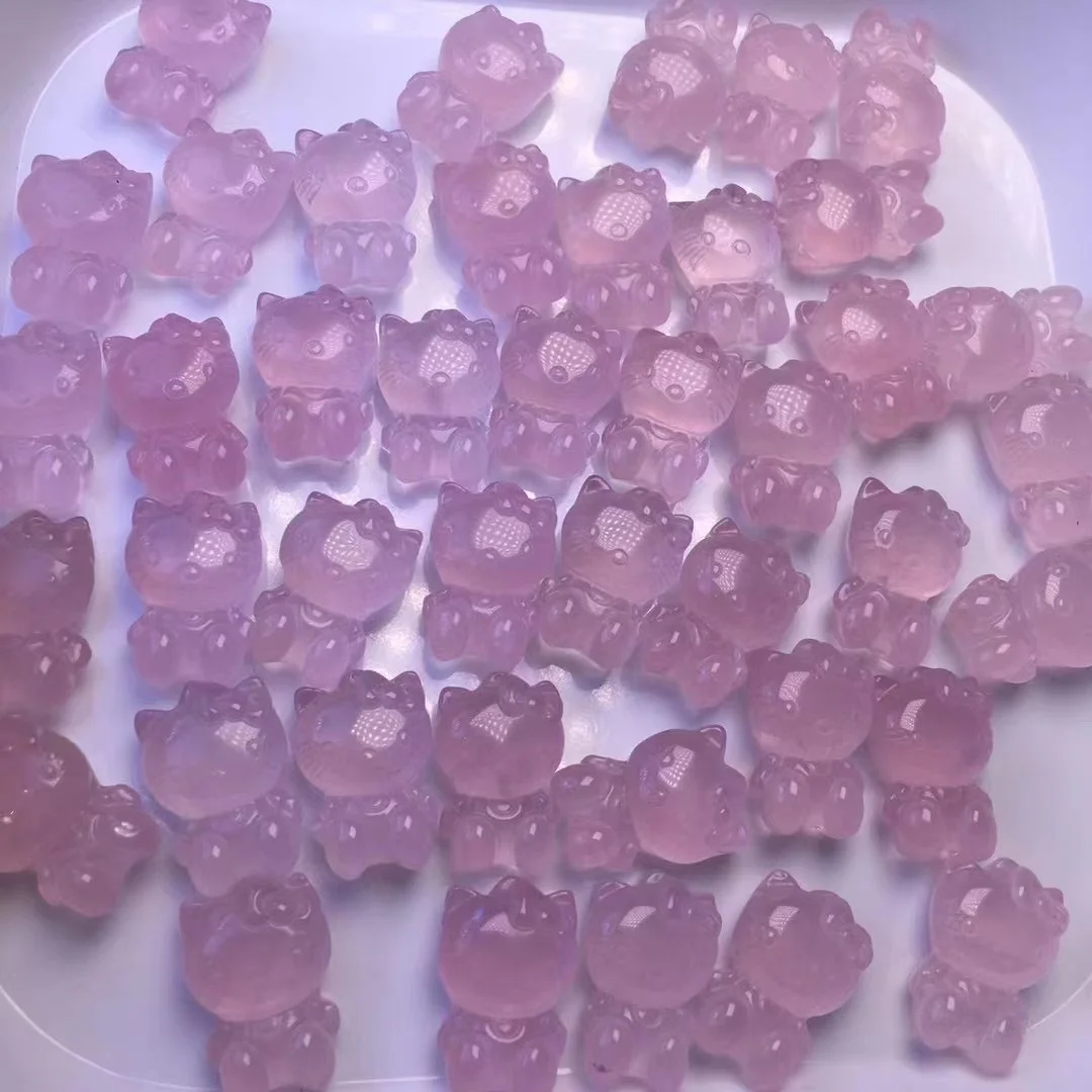 Высококачественный розовый кварц hello kitty натуральные лечебные кристаллы для вырезания