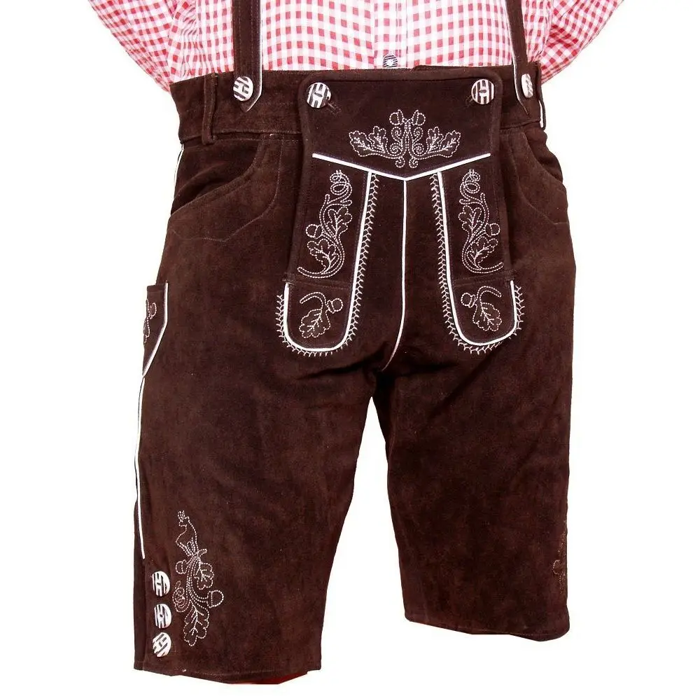 OEM настраиваемый баварский Октоберфест Lederhosen высокого качества мужские и женские костюмы 2025 кожаные ткани короткие брюки