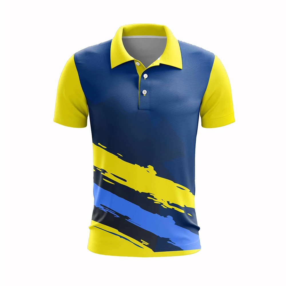 Cricket Sublimation Jersey Polo Collar Sports Jersey Printed Cricket T Shirts With Team Name And Number