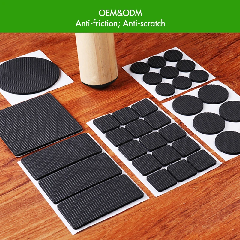 Customized round square anti slip self adhesive 3M adhesive eva silicone rubber pad feet pads for furniture chair legs