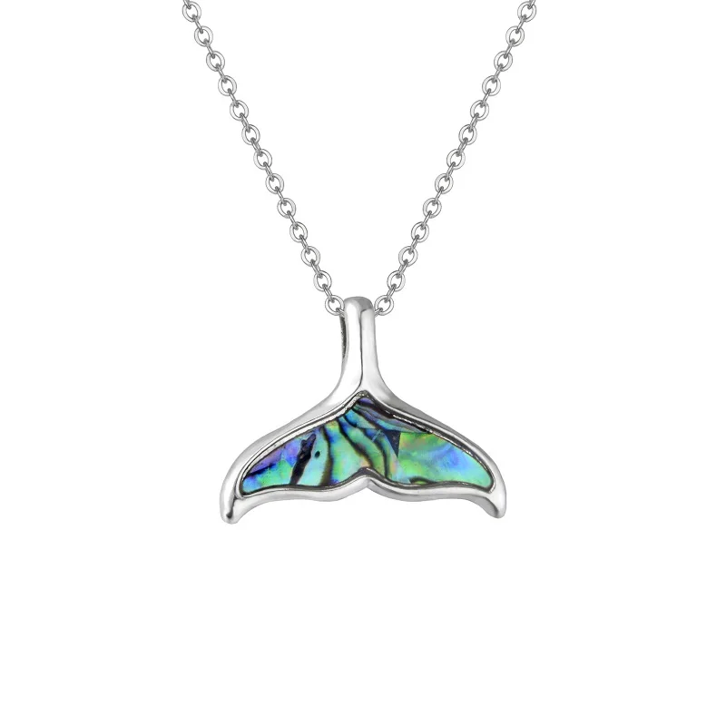Ocean Abalone Shell Necklace Sea Glass Starfish Sea Turtle Mermaid Sand Dollars Dolphin Blue Whale Tail Necklace For Women