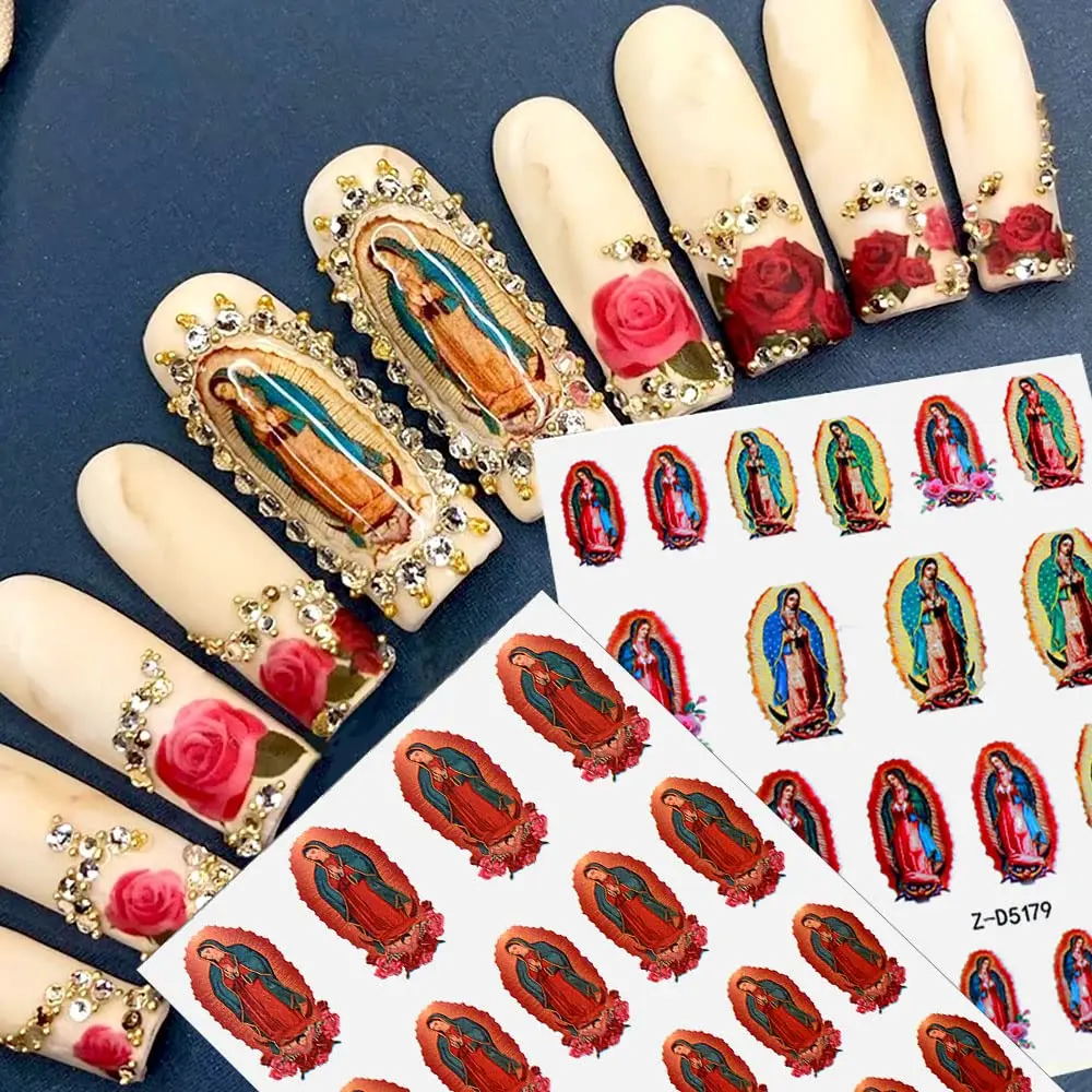 2023 Virgin Mary Nail Stickers San Judas Decals Religious Nail Art Stickers Designer Brands Nails Supplies